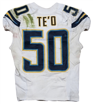 2014 Manti Teo Game Used Photo Matched San Diego Chargers Home Jersey  12/20/14 (Chargers-Meigray)